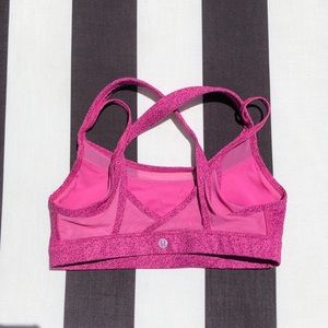 Pink speckled Lululemon sports bra